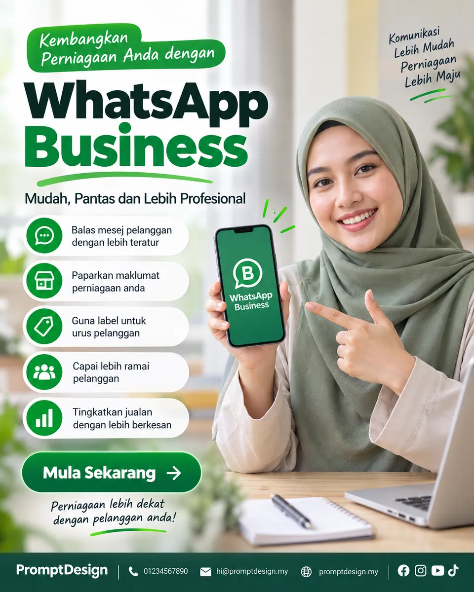 Poster WhatsApp Business untuk Perniagaan