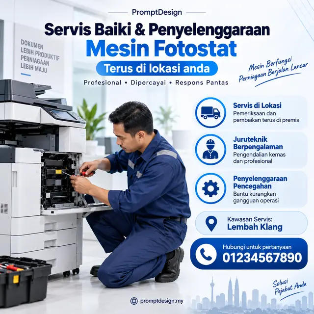 Poster Servis Baiki & Penyelenggaraan Mesin Fotostat